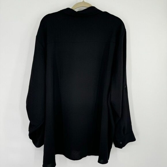 Calvin Klein Womens blouse tunic Black Button Down Shirt Size 3x Long Sleeve - Picture 11 of 11